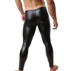 Hot OUKU Men's Sexy Bodies Pants Plain Streetwear Stylish Sexy Party Nightclub Nylon PU Leather Stylish Straight Leg Only pants Spring, Fall, Winter, Summer Black Red