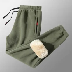 OUKU Men's Sherpa Athletic Pants Sweatpants Joggers Trousers Pocket Drawstring Elastic Waist Plain Comfort Warm Sports Outdoor Daily Fashion Casual ArmyGreen Black Micro-elastic