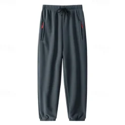 OUKU Men's Sherpa Athletic Pants Sweatpants Joggers Trousers Pocket Drawstring Elastic Waist Plain Comfort Warm Sports Outdoor Daily Fashion Casual ArmyGreen Black Micro-elastic