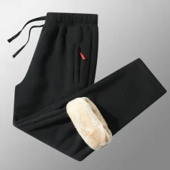 Best OUKU Men's Sherpa Athletic Pants Trousers Straight Leg Sweatpants Pocket Drawstring Elastic Waist Plain Comfort Warm Sports Outdoor Daily Fashion Casual ArmyGreen Black Micro-elastic