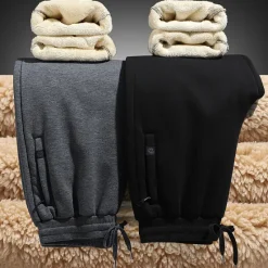 Online OUKU Men's Sherpa Fleece Pants Sweatpants Joggers Winter Pants Pocket Drawstring Straight Leg Solid Color Thermal Warm Windproof Sports Outdoor Daily Classic Thicken Slim Black Grey
