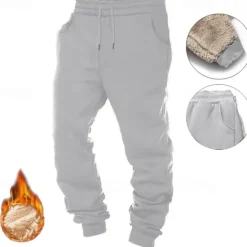 Clearance OUKU Men's Sherpa Fleece Pants Sweatpants Joggers Trousers Drawstring Elastic Waist Plain Comfort Warm Full Length Outdoor Casual Daily Sports Fashion Black Grey