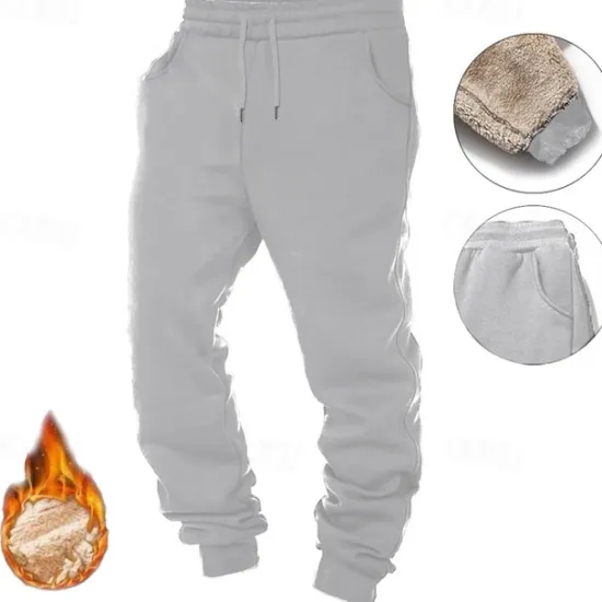 Clearance OUKU Men's Sherpa Fleece Pants Sweatpants Joggers Trousers Drawstring Elastic Waist Plain Comfort Warm Full Length Outdoor Casual Daily Sports Fashion Black Grey