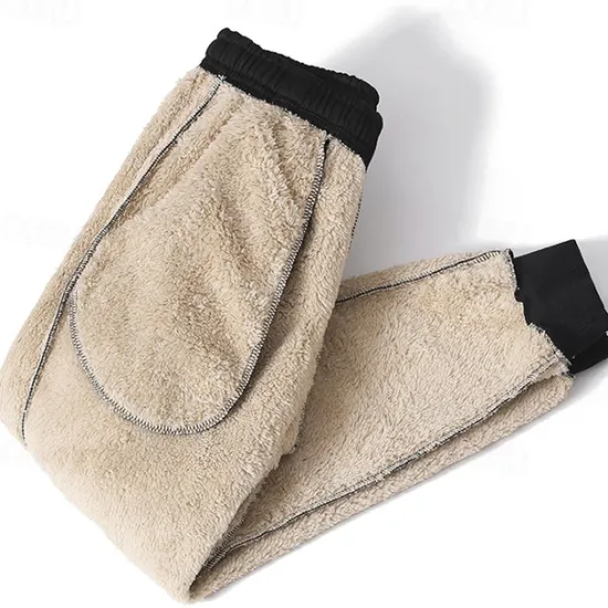 Clearance OUKU Men's Sherpa Fleece Pants Sweatpants Joggers Trousers Drawstring Elastic Waist Plain Comfort Warm Full Length Outdoor Casual Daily Sports Fashion Black Grey