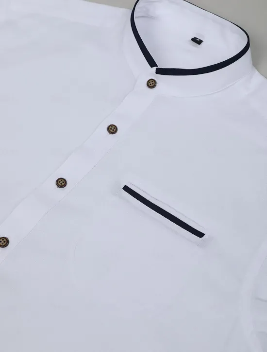 New OUKU Men's Shirt Band Collar Shirt Dress Shirt Oxford Shirt Button Up Shirt Wedding Vacation White Navy Blue Gray Light Blue Long Sleeve Standing Collar Spring & Summer Clothing Apparel Front Pocket