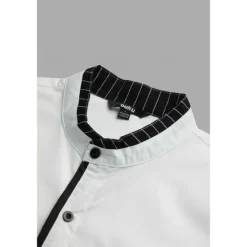 Best OUKU Men's Shirt Band Collar Shirt Summer Shirt Dress Shirt Button Up Shirt Casual Shirt White Burgundy Blue Long Sleeve Stripes Stand Collar Daily Vacation Splice Clothing Apparel Cotton Cotton Blend