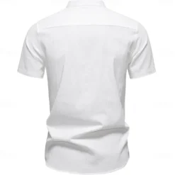 Sale OUKU Men's Shirt Black White Navy Blue Blue Beige Long Sleeve Solid Color Standing Collar Outdoor Causal Buttons Clothing Apparel Daily Casual Daily Leisure