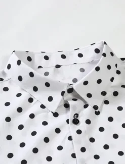 Discount OUKU Men's Shirt Button Up Shirt Casual Shirt Summer Shirt Black White Pink Blue Long Sleeve Polka Dot Lapel Daily Vacation Clothing Apparel Fashion Casual Comfortable