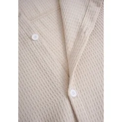 Hot OUKU Men's Shirt Button Up Shirt Casual Shirt Waffle Shirt Black White Blue khaki Long Sleeve Plain Collar Daily Vacation Clothing Apparel Fashion Casual