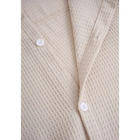 Hot OUKU Men's Shirt Button Up Shirt Casual Shirt Waffle Shirt Black White Blue khaki Long Sleeve Plain Collar Daily Vacation Clothing Apparel Fashion Casual