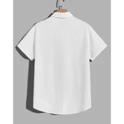 Outlet OUKU Men's Shirt Button Up Shirt Summer Shirt Casual Shirt Black White Yellow Blue Dark Green Short Sleeve Plain Lapel Daily Vacation Clothing Apparel Fashion Casual Comfortable
