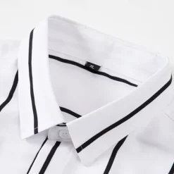 Best OUKU Men's Shirt Button Up Shirt Stripes Wedding Party Black White Red Dark Green Long Sleeve Lapel Spring & Fall Clothing Apparel
