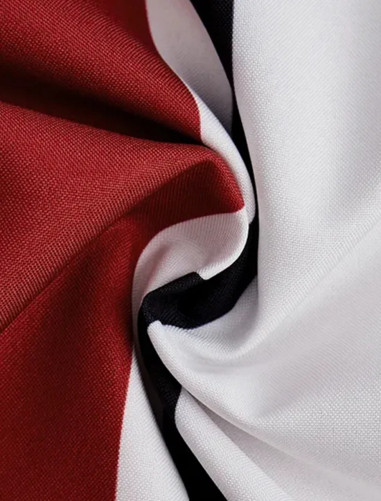 Outlet OUKU Men's Shirt Casual Shirt Bowling Shirt Button Up Shirt Black Wine Red Short Sleeve Striped Turndown Vacation Street Vintage Style Clothing Apparel Polyester Cotton Blend Fashion 1950s Casual