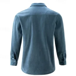 Online OUKU Men's Shirt Casual Shirt Beach Shirt Corduroy Shirt Button Up Shirt Dark Brown Wine Navy Blue Blue Army Green Long Sleeve Plain Lapel Vacation Hawaiian Button-Down Clothing Apparel Fashion Casual