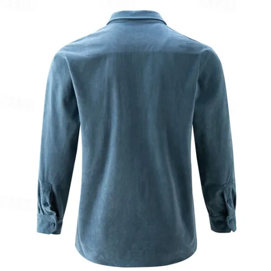 Online OUKU Men's Shirt Casual Shirt Beach Shirt Corduroy Shirt Button Up Shirt Dark Brown Wine Navy Blue Blue Army Green Long Sleeve Plain Lapel Vacation Hawaiian Button-Down Clothing Apparel Fashion Casual