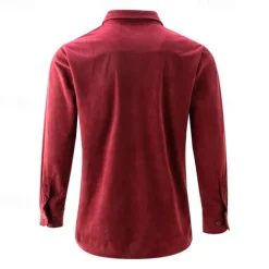 Online OUKU Men's Shirt Casual Shirt Beach Shirt Corduroy Shirt Button Up Shirt Dark Brown Wine Navy Blue Blue Army Green Long Sleeve Plain Lapel Vacation Hawaiian Button-Down Clothing Apparel Fashion Casual