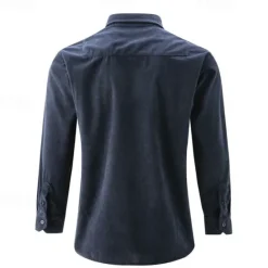 Online OUKU Men's Shirt Casual Shirt Beach Shirt Corduroy Shirt Button Up Shirt Dark Brown Wine Navy Blue Blue Army Green Long Sleeve Plain Lapel Vacation Hawaiian Button-Down Clothing Apparel Fashion Casual