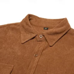 Online OUKU Men's Shirt Casual Shirt Beach Shirt Corduroy Shirt Button Up Shirt Dark Brown Wine Navy Blue Blue Army Green Long Sleeve Plain Lapel Vacation Hawaiian Button-Down Clothing Apparel Fashion Casual