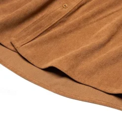 Online OUKU Men's Shirt Casual Shirt Beach Shirt Corduroy Shirt Button Up Shirt Dark Brown Wine Navy Blue Blue Army Green Long Sleeve Plain Lapel Vacation Hawaiian Button-Down Clothing Apparel Fashion Casual