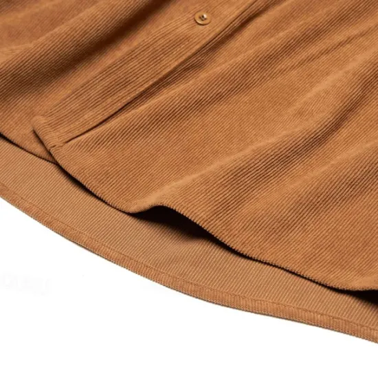 Online OUKU Men's Shirt Casual Shirt Beach Shirt Corduroy Shirt Button Up Shirt Dark Brown Wine Navy Blue Blue Army Green Long Sleeve Plain Lapel Vacation Hawaiian Button-Down Clothing Apparel Fashion Casual