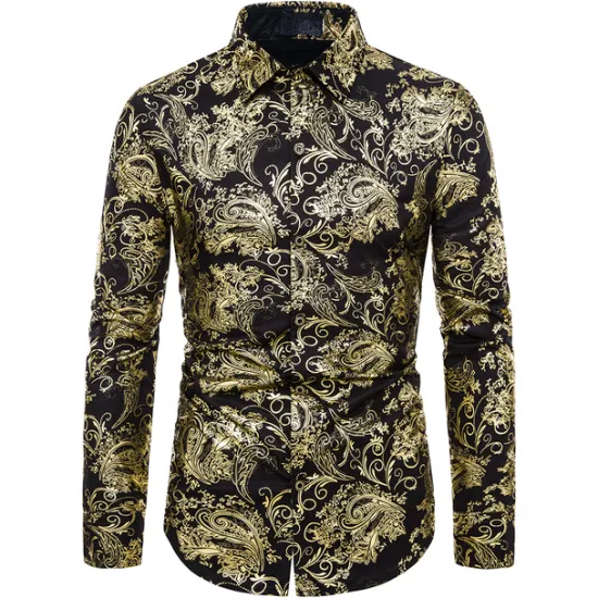 OUKU Men's Shirt Casual Shirt Prom Shirt Tuxedo Shirts Holiday Party Casual Black Blue Gold Long Sleeve Classic Collar All Seasons Clothing Apparel Color Block
