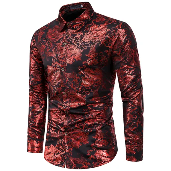 OUKU Men's Shirt Casual Shirt Prom Shirt Tuxedo Shirts Holiday Party Casual Black Blue Gold Long Sleeve Classic Collar All Seasons Clothing Apparel Color Block