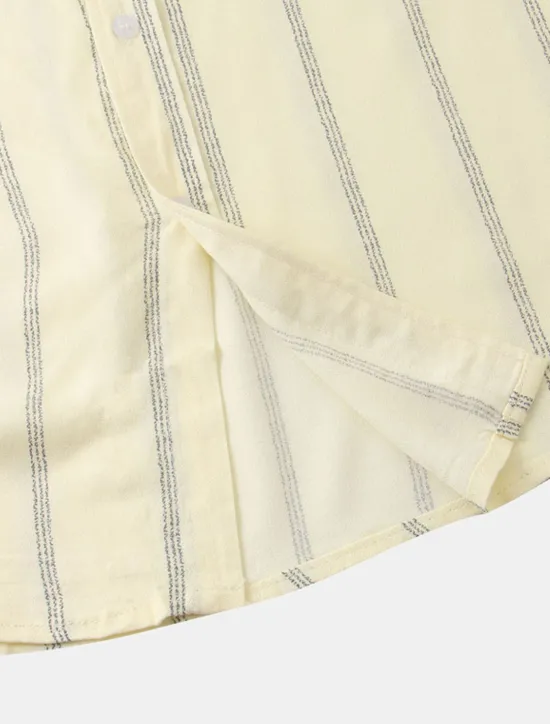 Sale OUKU Men's Shirt Casual Shirt Striped Shirts Black Red Green khaki Beige Short Sleeve Stripe Turndown Outdoor Daily Wear Print Clothing Apparel Fashion Streetwear Casual