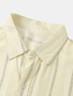 Sale OUKU Men's Shirt Casual Shirt Striped Shirts Black Red Green khaki Beige Short Sleeve Stripe Turndown Outdoor Daily Wear Print Clothing Apparel Fashion Streetwear Casual