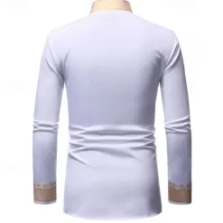 Hot OUKU Men's Shirt Casual Shirt Tuxedo Shirts Bronzing Stage Party / Cocktail Black White Red Navy Blue Long Sleeve Stand Collar Spring & Fall Clothing Apparel