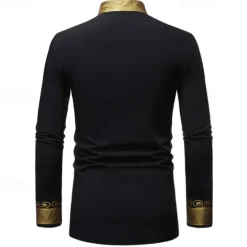 Hot OUKU Men's Shirt Casual Shirt Tuxedo Shirts Bronzing Stage Party / Cocktail Black White Red Navy Blue Long Sleeve Stand Collar Spring & Fall Clothing Apparel