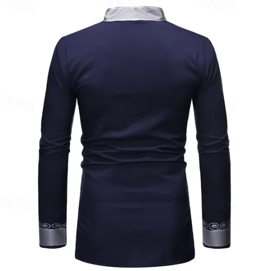 Hot OUKU Men's Shirt Casual Shirt Tuxedo Shirts Bronzing Stage Party / Cocktail Black White Red Navy Blue Long Sleeve Stand Collar Spring & Fall Clothing Apparel