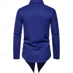 OUKU Men's Shirt Casual Shirt Tuxedo Shirts Bronzing Date Casual Daily Black White Blue Long Sleeve Lapel Spring & Fall Clothing Apparel