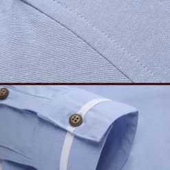 Discount OUKU Men's Shirt Chinese Collar Shirt Mandarin Collar Shirt Dress Shirt Button Up Shirt Plain Wedding Party Pink Blue Sky Blue Dark Gray Long Sleeve Grandad Collar Spring & Fall Clothing Apparel Patchwork