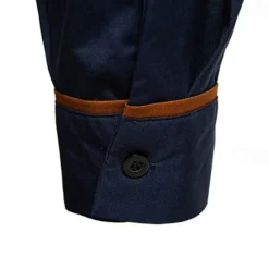 New OUKU Men's Shirt Chinese Collar Shirt Mandarin Collar Shirt Dress Shirt Button Up Shirt Color Block Wedding Daily Black White Dark Navy Army Green Long Sleeve Grandad Collar Spring & Fall Clothing Apparel