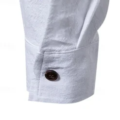 Online OUKU Men's Shirt Chinese Collar Shirt Mandarin Collar Shirt Casual Shirt Button Up Shirt Cotton Shirt Plain Vacation Hawaiian Black White Pink Navy Blue Long Sleeve Grandad Collar Spring & Fall Clothing
