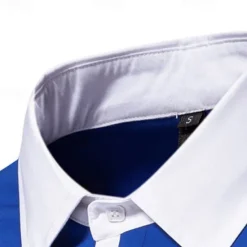 New OUKU Men's Shirt Dress Shirt Button Up Shirt Color Block Wedding Party Black White Navy Blue Blue Long Sleeve Lapel Spring & Fall Clothing Apparel