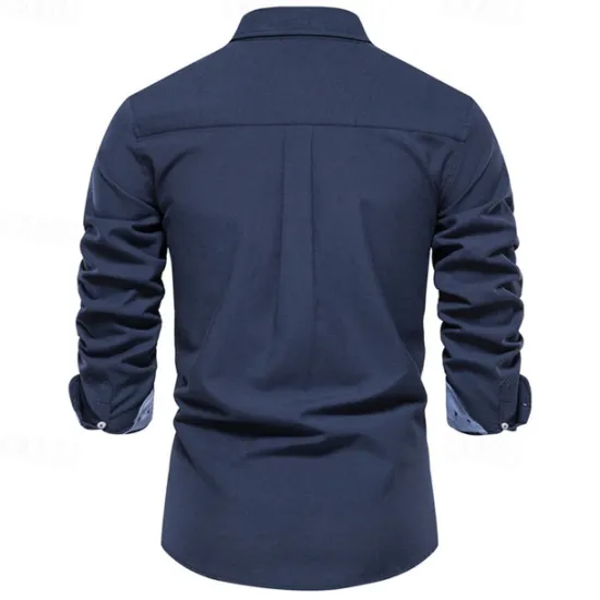 New OUKU Men's Shirt Dress Shirt Button Up Shirt Plain Wedding Party Black White Red Navy Blue Long Sleeve Lapel Spring & Fall Clothing Apparel Patchwork