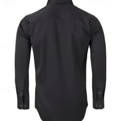 Discount OUKU Men's Shirt Dress Shirt Button Up Shirt Plain Wedding Daily Light Pink Black White Dark Navy Long Sleeve Turndown Spring & Fall Clothing Apparel Patchwork