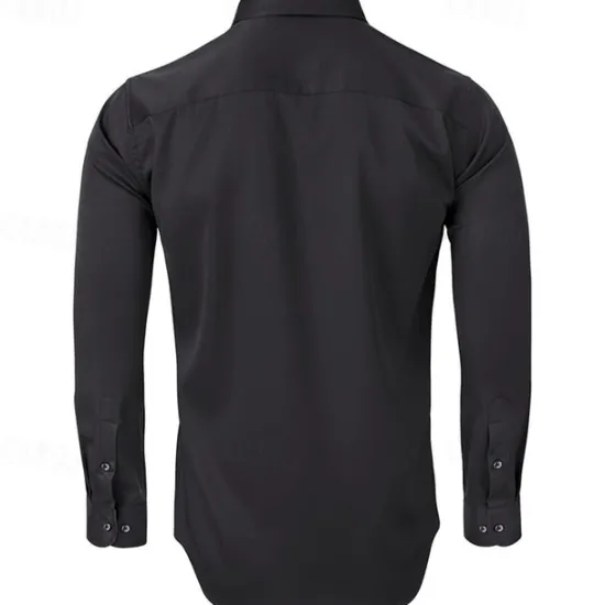 Discount OUKU Men's Shirt Dress Shirt Button Up Shirt Plain Wedding Daily Light Pink Black White Dark Navy Long Sleeve Turndown Spring & Fall Clothing Apparel Patchwork