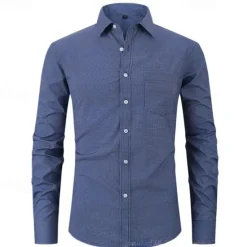 Sale OUKU Men's Shirt Dress Shirt Button Up Shirt Plaid / Check Wedding Daily Pink Red Blue Sky Blue Long Sleeve Turndown Spring & Fall Clothing Apparel Pocket