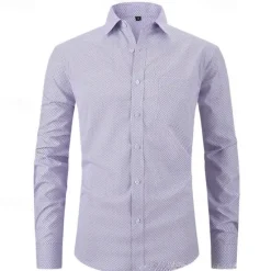 Sale OUKU Men's Shirt Dress Shirt Button Up Shirt Plaid / Check Wedding Daily Pink Red Blue Sky Blue Long Sleeve Turndown Spring & Fall Clothing Apparel Pocket
