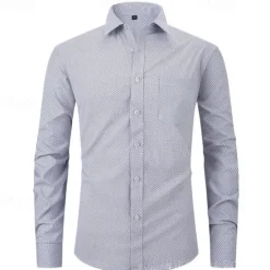 Sale OUKU Men's Shirt Dress Shirt Button Up Shirt Plaid / Check Wedding Daily Pink Red Blue Sky Blue Long Sleeve Turndown Spring & Fall Clothing Apparel Pocket