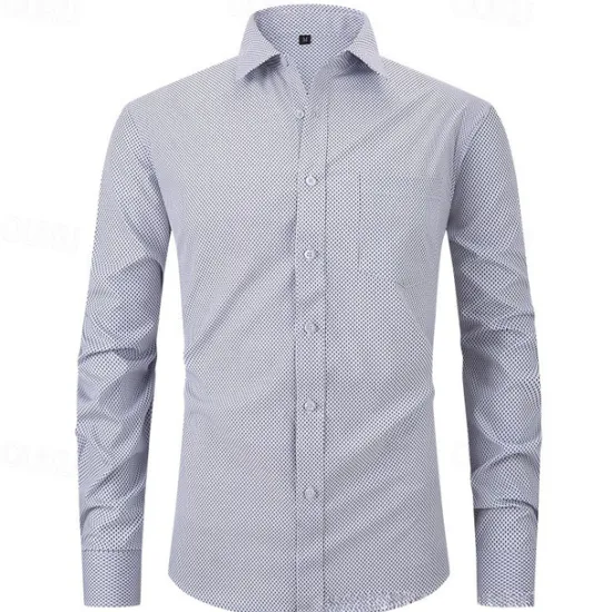 Sale OUKU Men's Shirt Dress Shirt Button Up Shirt Plaid / Check Wedding Daily Pink Red Blue Sky Blue Long Sleeve Turndown Spring & Fall Clothing Apparel Pocket