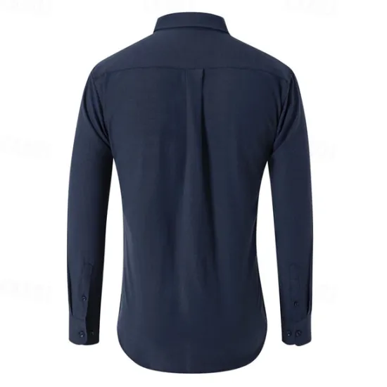 Sale OUKU Men's Shirt Dress Shirt Button Up Shirt Plain Wedding Party Black White Navy Blue Blue Long Sleeve Lapel Spring & Fall Clothing Apparel Buttons
