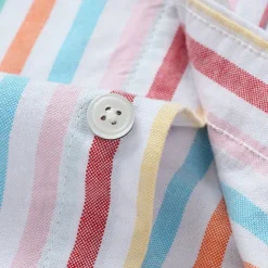 Sale OUKU Men's Shirt Dress Shirt Button Up Shirt Stripe Wedding Party Light Blue White Blue Sky Blue Long Sleeve Lapel Spring Fall Clothing Apparel