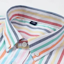 Sale OUKU Men's Shirt Dress Shirt Button Up Shirt Stripe Wedding Party Light Blue White Blue Sky Blue Long Sleeve Lapel Spring Fall Clothing Apparel