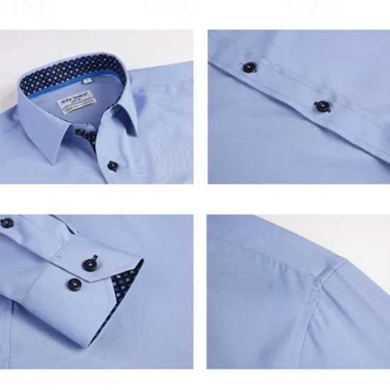 New OUKU Men's Shirt Dress Shirt Button Up Shirt Plain Wedding Party Black White Pink Wine Long Sleeve Lapel Spring & Fall Clothing Apparel