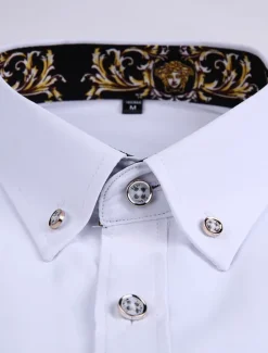 New OUKU Men's Shirt Dress Shirt Button Down Shirt Wrinkle Resistant Button Up Shirt Plain Wedding Office & Career Black White Wine Royal Blue Long Sleeve Turndown Spring & Fall Clothing Apparel Basic
