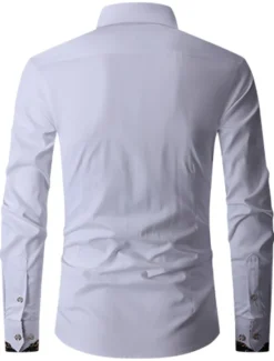 New OUKU Men's Shirt Dress Shirt Button Down Shirt Wrinkle Resistant Button Up Shirt Plain Wedding Office & Career Black White Wine Royal Blue Long Sleeve Turndown Spring & Fall Clothing Apparel Basic
