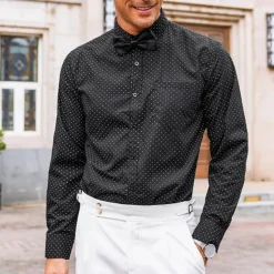 New OUKU Men's Shirt Dress Shirt Button Up Shirt Polka Dot Wedding Work Black White Red Navy Blue Long Sleeve Turndown Spring & Fall Clothing Apparel